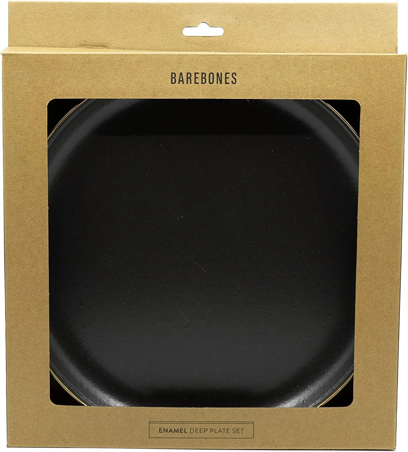 Barebones Enamel Deep Plate - Set of 2 Dinner Plates - Hand-Finished Baked Stainless Steel Trim Plate Set - Camping Kitchen and Dish Set (Charcoal)