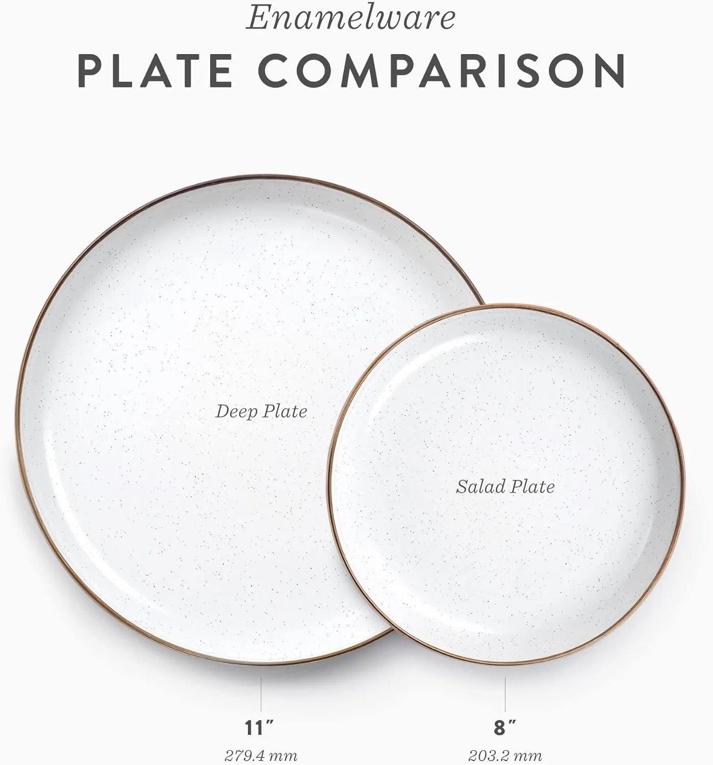 Barebones Enamel Deep Plate - Set of 2 Dinner Plates - Hand-Finished Baked Stainless Steel Trim Plate Set - Camping Kitchen and Dish Set (Eggshell)