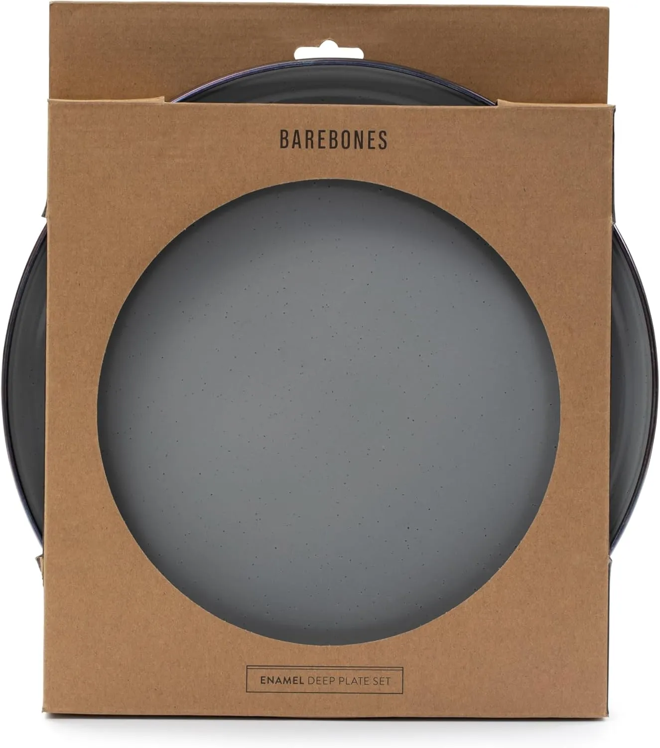 Barebones Enamel Deep Plate - Set of 2 Dinner Plates - Hand-Finished Baked Stainless Steel Trim Plate Set - Camping Kitchen and Dish Set (Eggshell)