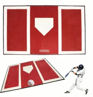 Baseball & Softball Hitting Mat - 6x4ft Anti-Slip Rubber Base, Home Plate with Batters Box, Foldable 12LB Design - Indoor/Outdoor Training for Left/Right Hitters, with Carry Bag