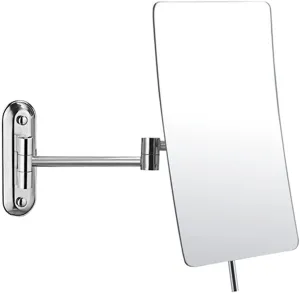 Bathroom Folding Wall Mounted Makeup Mirror,Extendable Shaving Face Mirror,Hotel Rotating Telescopic Wall Hanging Beauty Single Side Vanity Mirror 3X Magnification 8 Inch Free Punch-Oval Bottom