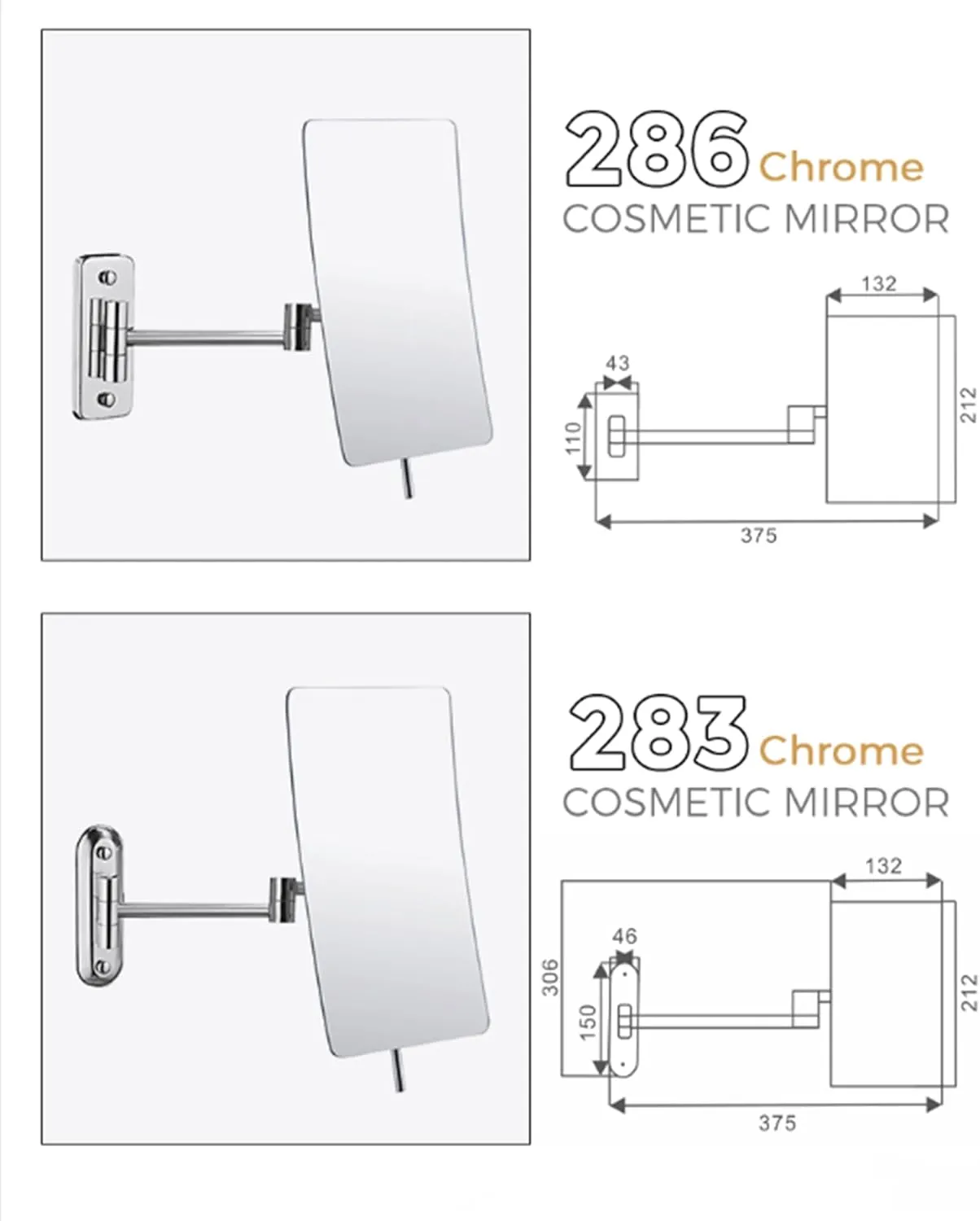 Bathroom Folding Wall Mounted Makeup Mirror,Extendable Shaving Face Mirror,Hotel Rotating Telescopic Wall Hanging Beauty Single Side Vanity Mirror 3X Magnification 8 Inch Free Punch-Oval Bottom