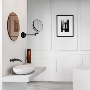 Bathroom Makeup Mirror Wall Mounted Black 8 Inch 1x/10x Magnification Shaving Mirrors Double Sided 360°