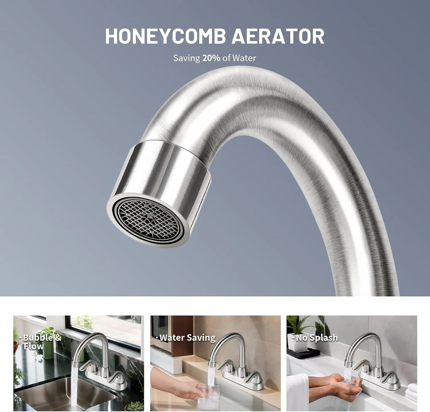 Bathroom Sink Faucet for 3 Hole, 4 Inch Stainless Steel Faucet for Bathroom, Bathroom Faucets with Deck Plate & Pop-Up Pop-Up Drain Assembly 2-Handle Faucet for Bathroom Sink Vanity RV Restroom