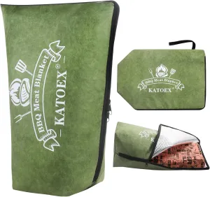 BBQ Blanket for Resting Meat, BBQ Brisket Blanket Meat Resting Blanket for Smoking, Grilling Meat Insulated Resting Bag with Wide Mouth for Large Brisket/Turkey (Regular 21in Green)