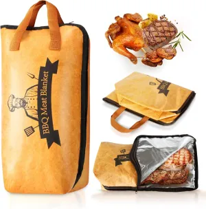 BBQ Blanket for Resting Meat, Reusable Insulated Meat Resting Bag with Wide Mouth for Large Briskets, Beef, Pork Shoulders, Turkeys, Perfect for Grilling, Smoking, Camping, and Outdoor BBQ (21in)