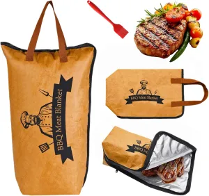 BBQ Blanket for Resting Meat, Reusable Smoker Grilling Meat Insulated Resting Bag, Wide Mouth for Large Brisket/Beef/Pork Shoulders/Turkeys (21 inch   15 inch)