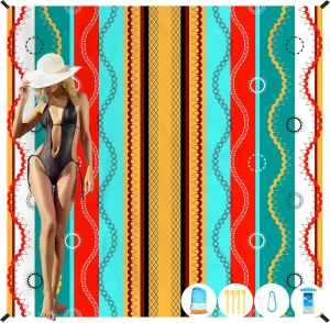 Beach Blanket Oversized Extra Large 78" X 81",Waterproof Sandproof Beach Blanket 1-7 Adults Lightweight Durable for Travel Camping Hiking Picnic