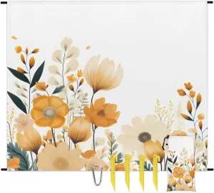 Beach Blanket, Yellow Flowers Daisy Sandproof Beach Mat, Waterproof Quick Drying Sand Free Mat with 4 x Ground Spikes for Outdoor Travel Camping Hiking, Wild Flowers 68 x 59 in