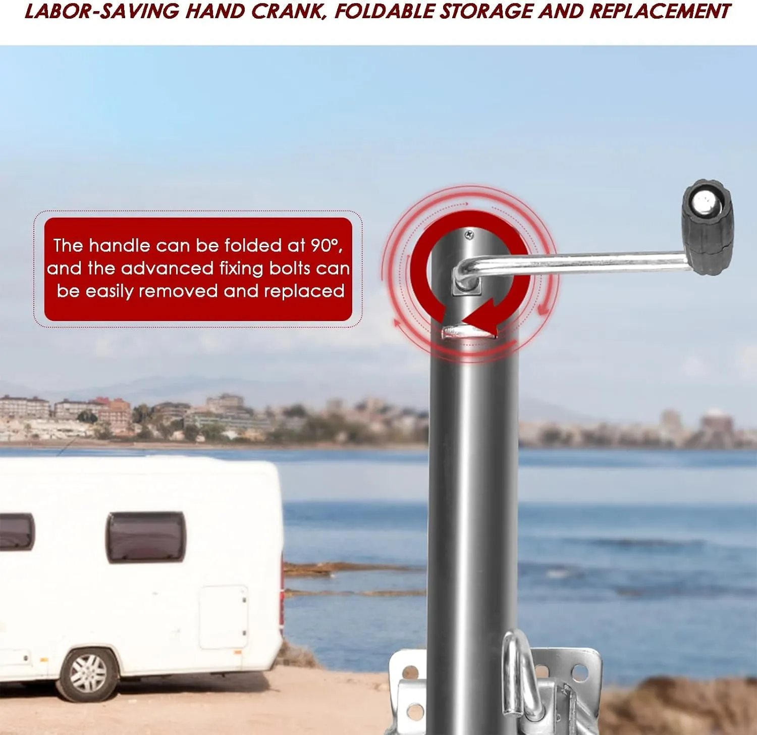 Beach Boat Trailer Jack, 13.38in Trailer Jack Wheel, Heavy-Duty Bolt-On Swivel Tongue Jack, 2000lb Capacity, 11in Vertical Load (2000lbs/900kg) (2000LBS/900KG)