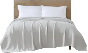 Beatrice Home Fashions GOTS Certified 100% Organic Cotton Medium Weight Blanket, Soft and Cozy Blanket for Bed, Sofa, Couch, Chair, Full/Queen, Oyster