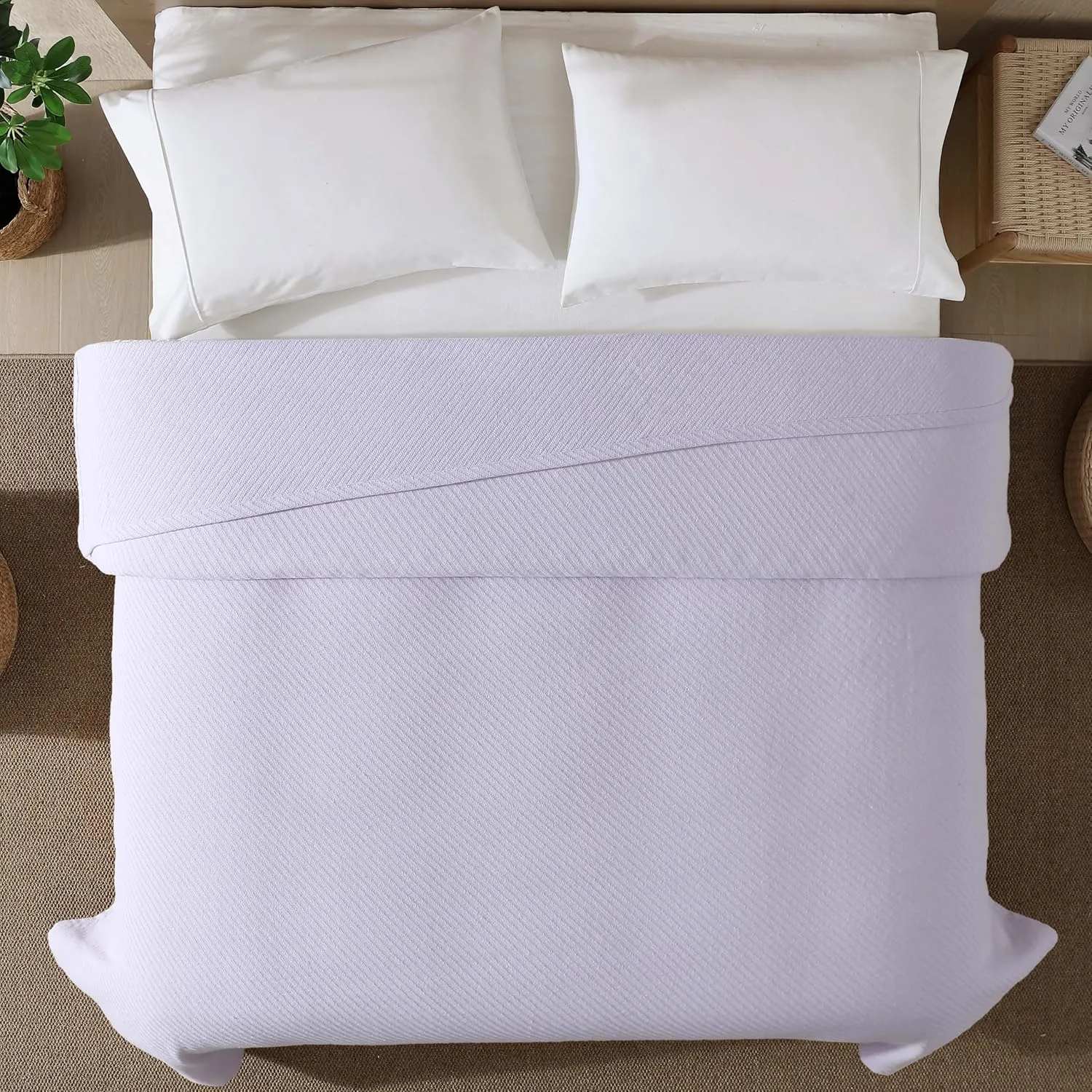 Beatrice Home Fashions GOTS Certified 100% Organic Cotton Medium Weight Blanket, Soft and Cozy Blanket for Bed, Sofa, Couch, Chair, Twin, Orchid