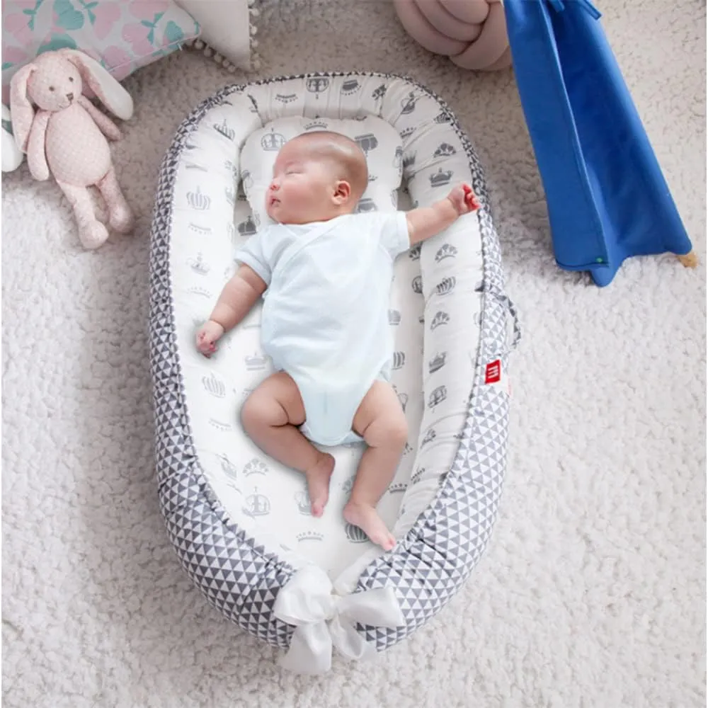 Beauenty Baby Lounger And Share a Sleeping Baby Nest, Foldable, Removable And Washable, Cotton Portable Pressure Protection Crib, Can Be Used for Bedroom/Travel/Camping (A)