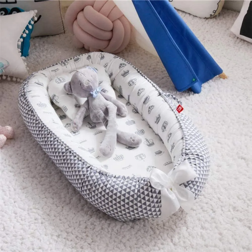 Beauenty Baby Lounger And Share a Sleeping Baby Nest, Foldable, Removable And Washable, Cotton Portable Pressure Protection Crib, Can Be Used for Bedroom/Travel/Camping (A)