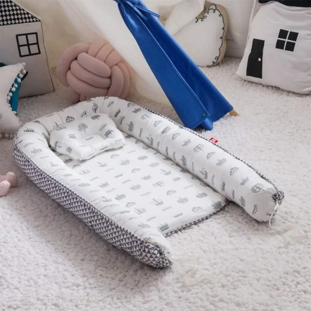Beauenty Baby Lounger And Share a Sleeping Baby Nest, Foldable, Removable And Washable, Cotton Portable Pressure Protection Crib, Can Be Used for Bedroom/Travel/Camping (A)