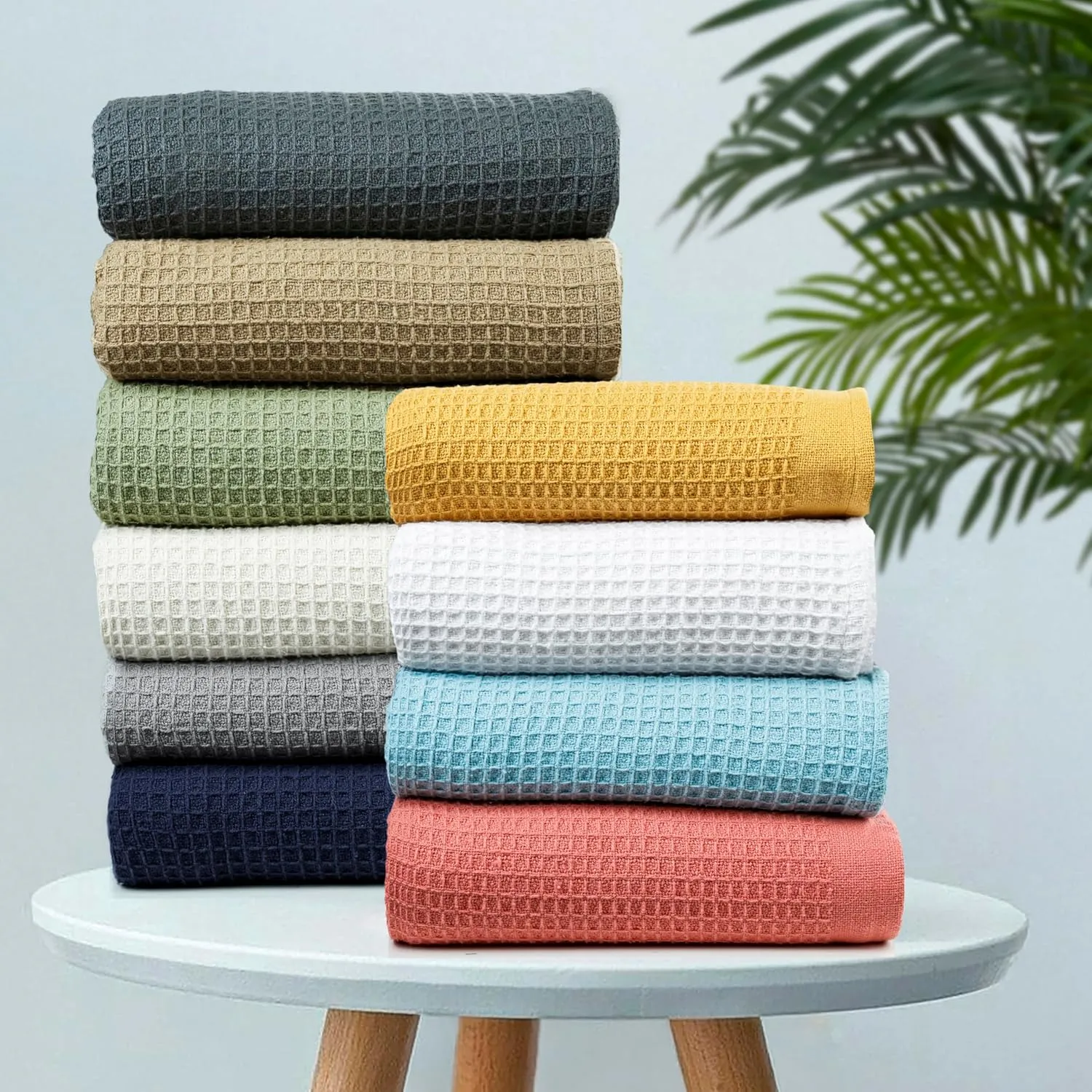 Bed Bath & Home Waffle Texture 100% Cotton Blanket - Ideal for Home Decor & Snuggle - Soft Cozy Breathable Lightweight Layering All Season Thermal Blanket Twin (60 x 90 Inches) Light Grey