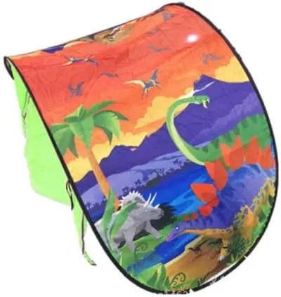 Bed Tents Fantasy Fun Foldable Play Pop up Outdoor Indoor Twin Size,Magic Playhouse Princess Secret Castle,Birthday for Girls Kids Baby (Dinosaur Island)