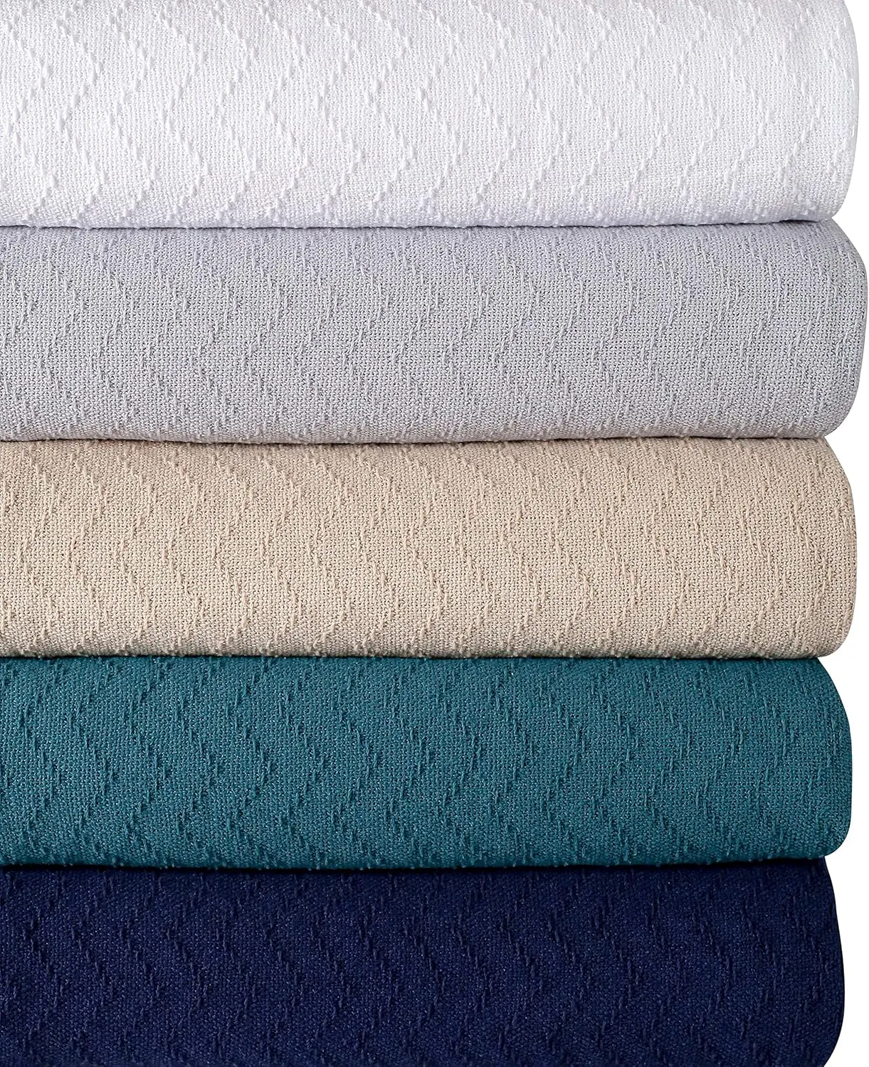 BELIZZI HOME 100% Cotton Bed Blanket, Breathable Thermal Blanket Twin Size, Soft Chevron 60 inch x90 , Perfect for Layering Any All Season, Teal