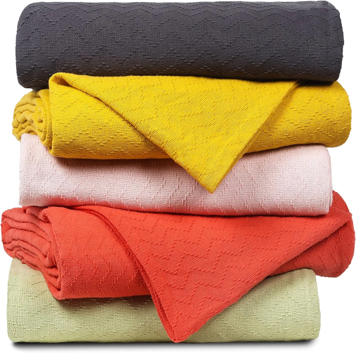 BELIZZI HOME 100% Cotton Bed Blanket, Breathable Thermal Blanket Twin Size, Soft Chevron 60 inch x90 , Perfect for Layering Any All Season, Teal