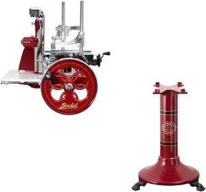 Berkel Volano P15 Premium Food Slicer - Red | Luxury Manual Meat Slicer | Cast Iron Structure | For Salumi, Prosciutto, Ham, Cheese, others | Pedestal included | Made in Italy