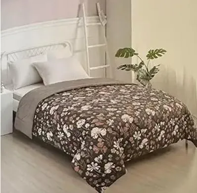 Berkshire Life Down Alternative Filled Blanket Queen Reversible Gray/Multicolored Floral