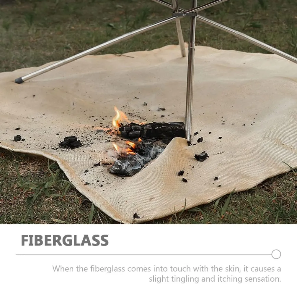 BESPORTBLE Fireproof Camping Grill Blanket Thermal Resistant Fire Mat for Outdoor Use Fiberglass Design Portable for Bbqs Picnics Decks and Patios Camping Accessory