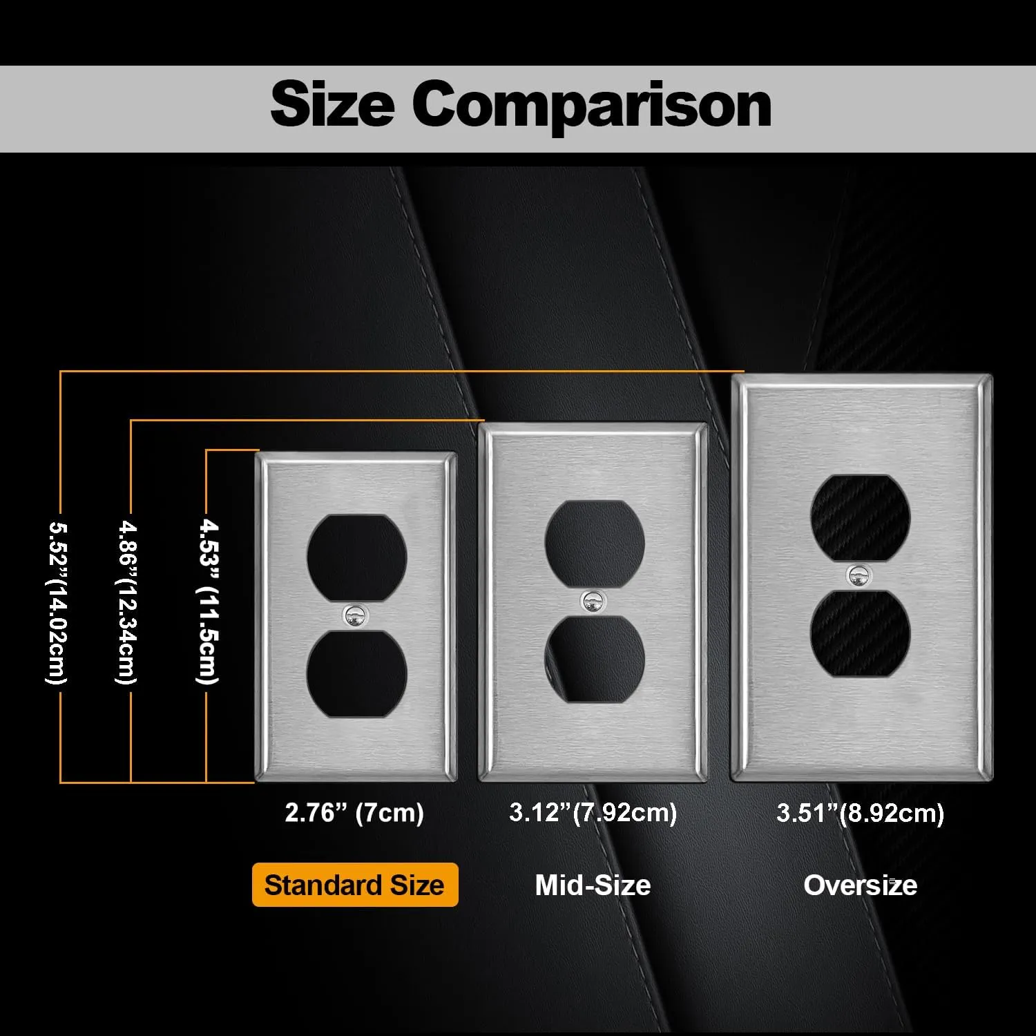 BESTTEN 10 Pack Duplex Receptacle Metal Wall Plate with Protective Film, 1 Gang Standard Industrial Stainless Steel Outlet Cover, Durable Corrosion Resistant, Brushed Finish, Silver