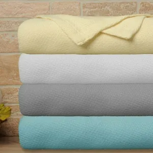 Bibb Home 100% Cotton Waffle Weave Thermal Blanket