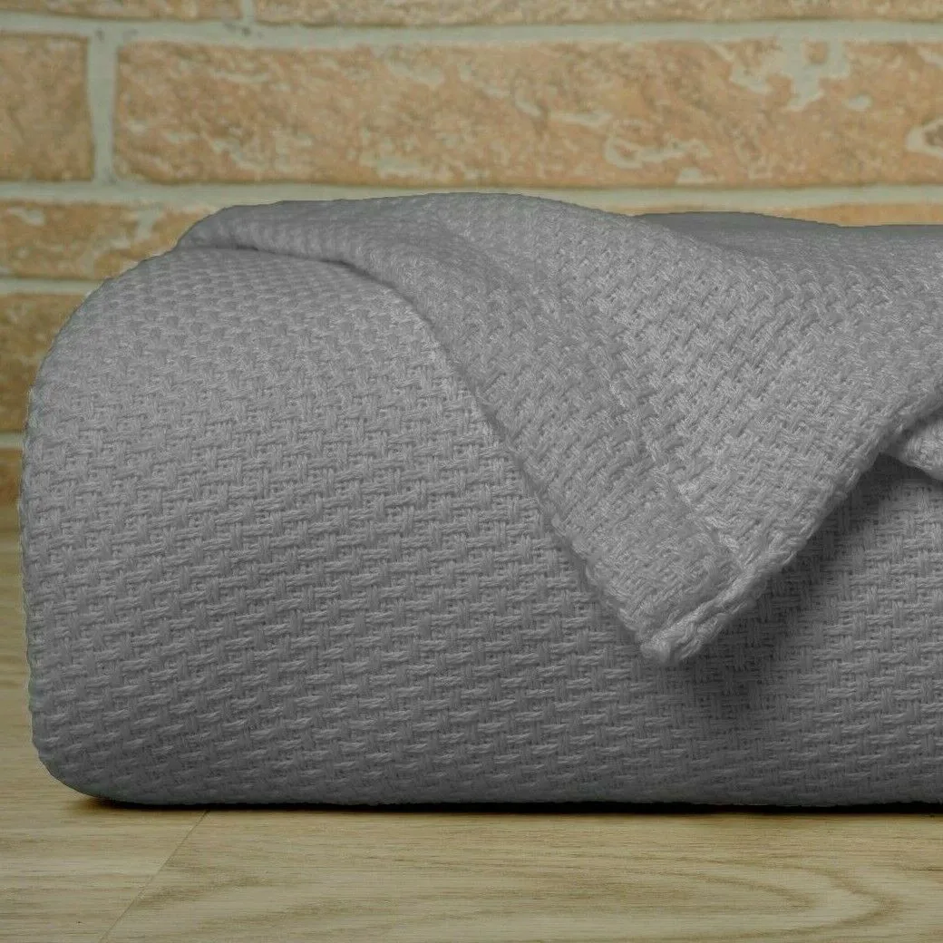 Bibb Home 100% Cotton Waffle Weave Thermal Blanket