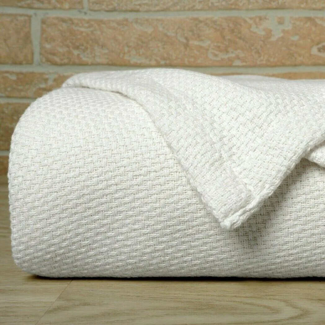 Bibb Home 100% Cotton Waffle Weave Thermal Blanket