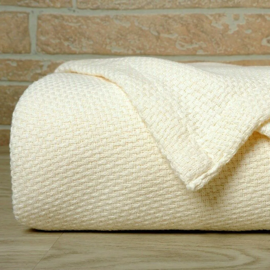 Bibb Home 100% Cotton Waffle Weave Thermal Blanket
