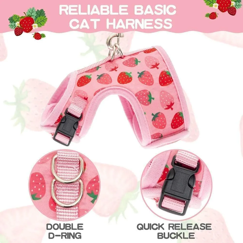 BINGPET Cat Harness with Leash Escape Proof - Fashionable Mesh Cat Dog Walking Harness Leads, Adjustable for Kitties Puppies Small Animals