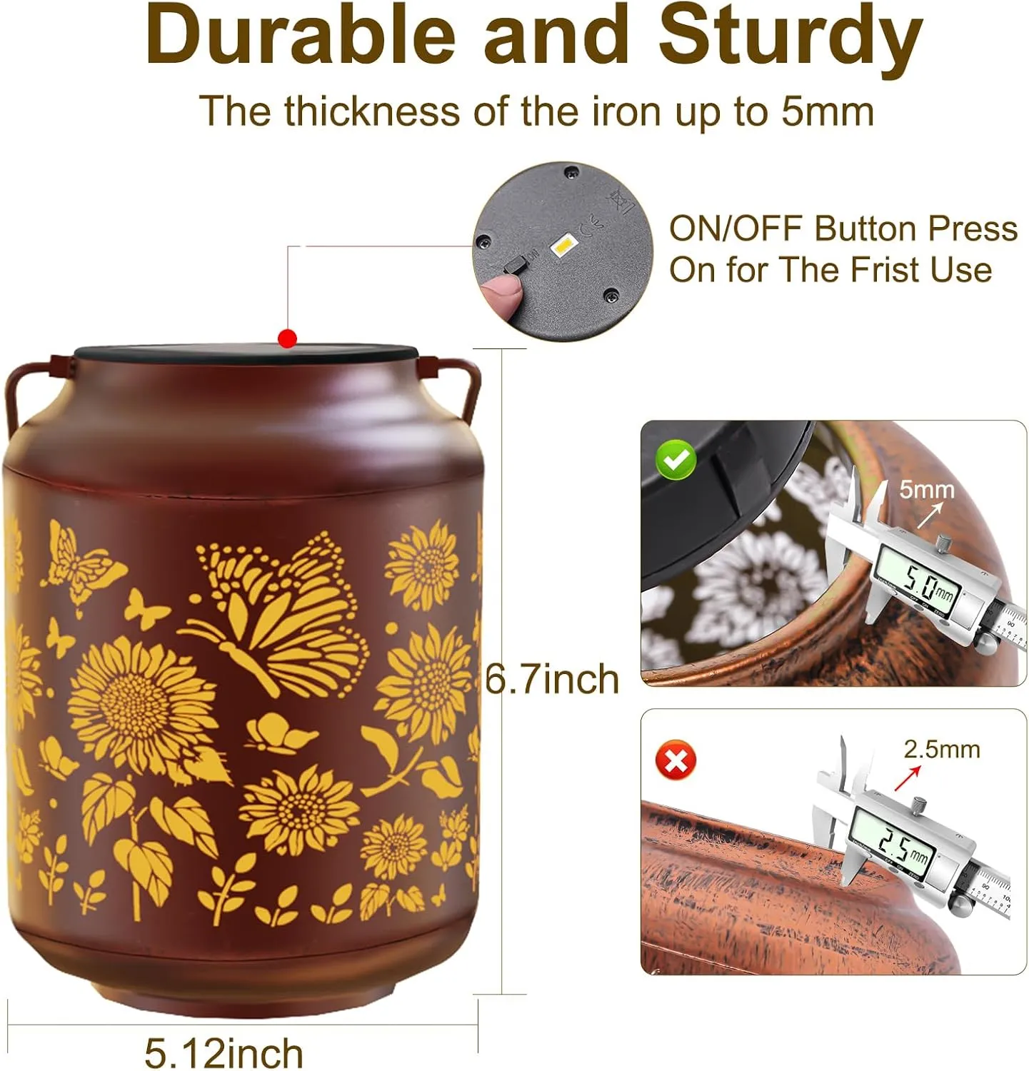 Birthday Gifts for Women Grandma Mothers Day Gifts for Mom Solar Lanterns Outdoor Waterproof Butterfly Garden Decor Hanging Metal Lights Outside for Yard,Patio,Backyard,Porch