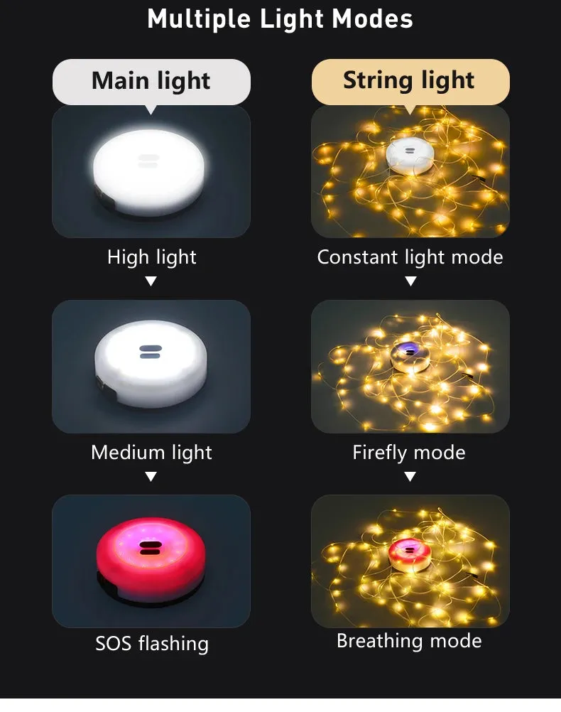 BISINNA Camping String Light USB Charging Lantern 1800mAh,IPX4 Waterproof,Rechargeable Flashlights