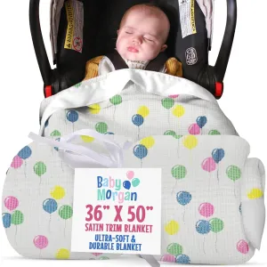 Blankets - Thermal Waffle Warm Baby Blanket for Crib - Soft and Cozy Baby Crib Blanket for Nursery, Stroller, or Naptime Comfort - Ideal Shower Gift - Ballon Pattern, Satin Trim(36" x 50")