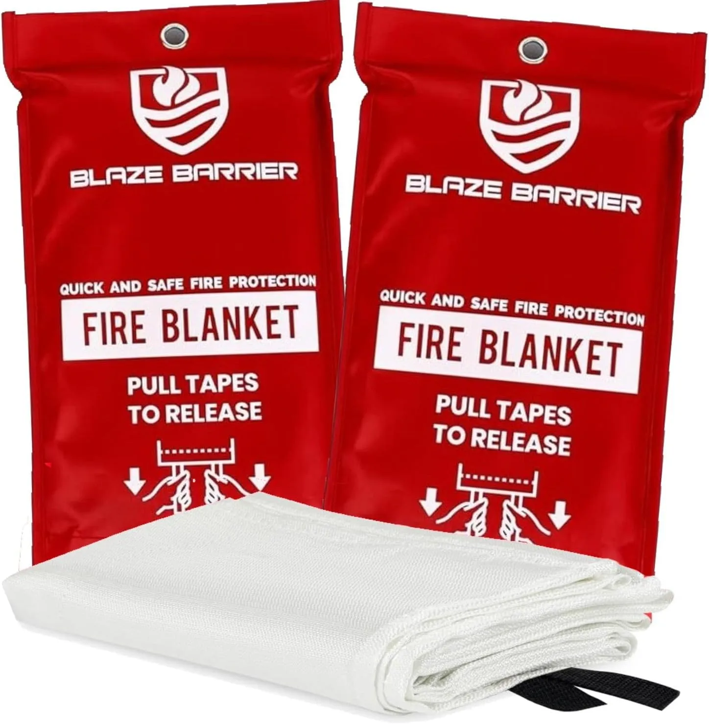 Blaze Barrier Fire Blankets 40x40 Inch - Emergency Fire Suppression Blanket for Home, Kitchen, and Outdoor Use - Fireproof Fiberglass Safety Blankets for Cooking Fires, BBQ, and More (2)