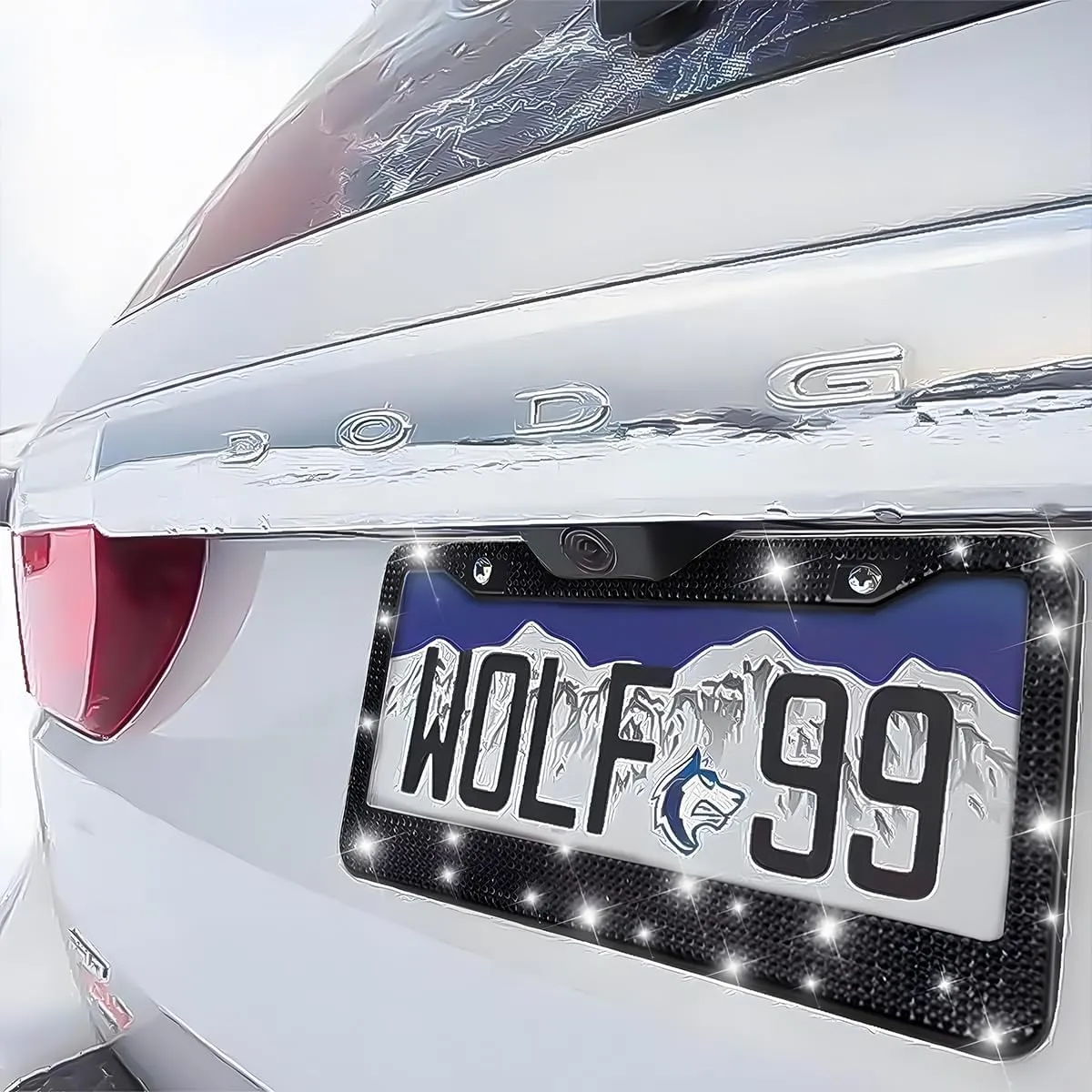 Bling 2PCS Car License Plate Frame, Handcrafted Crystal Stainless Steel License Plate Frame, Sparkly, Durable, Universal Fit, Car Accessories for Girls, Women (Black)