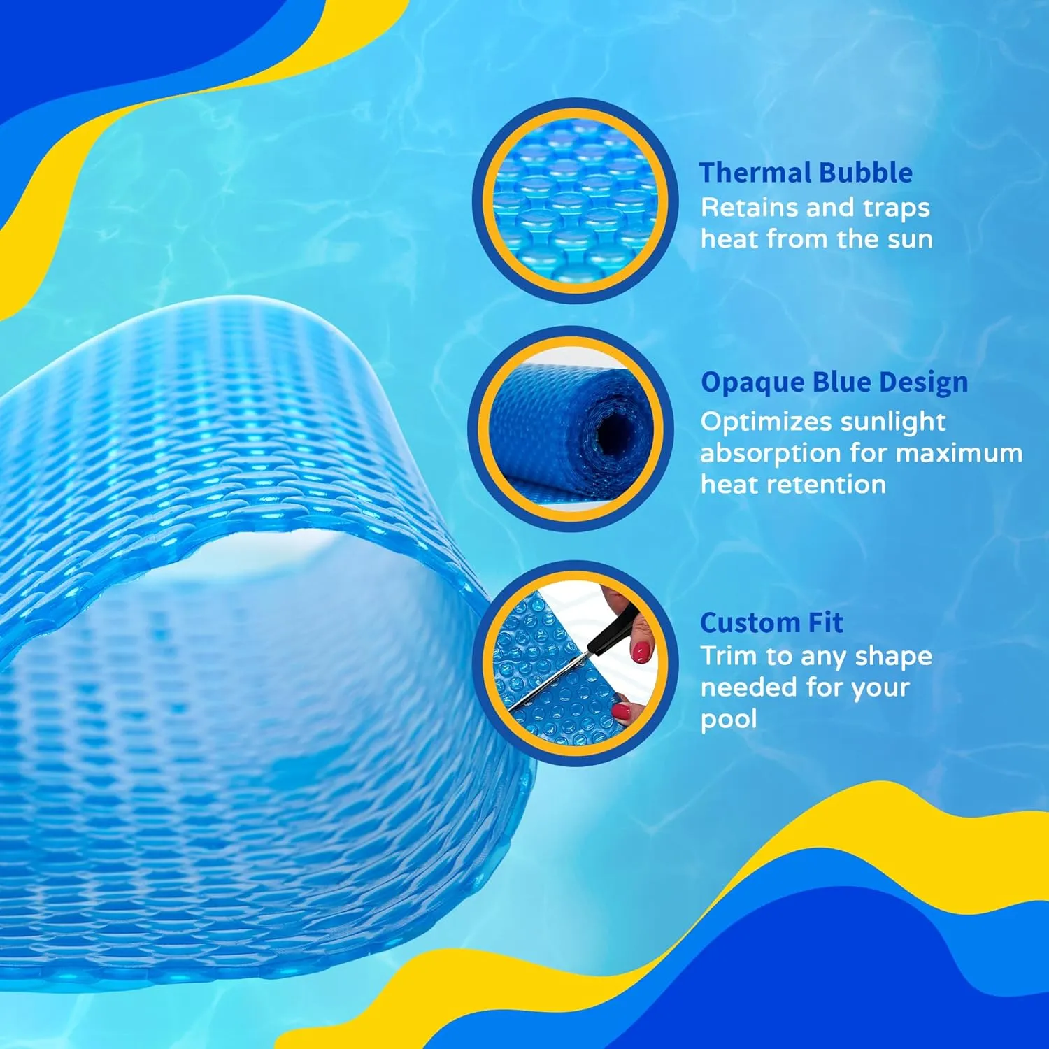 Blue Wave NS405 12-mil Solar Blanket for Rectangular In-Ground Pools, 12-ft x 24-ft, Blue