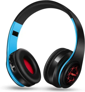 Bluetooth Headphones, Chat- Comfortable Over Ear Stereo Headphones,7 Breathing Led Lights up, Wireless Headset for Adult Teen Kid for Phone/Samsung/Pad/PC/Android/Laptop/TV (Blue)