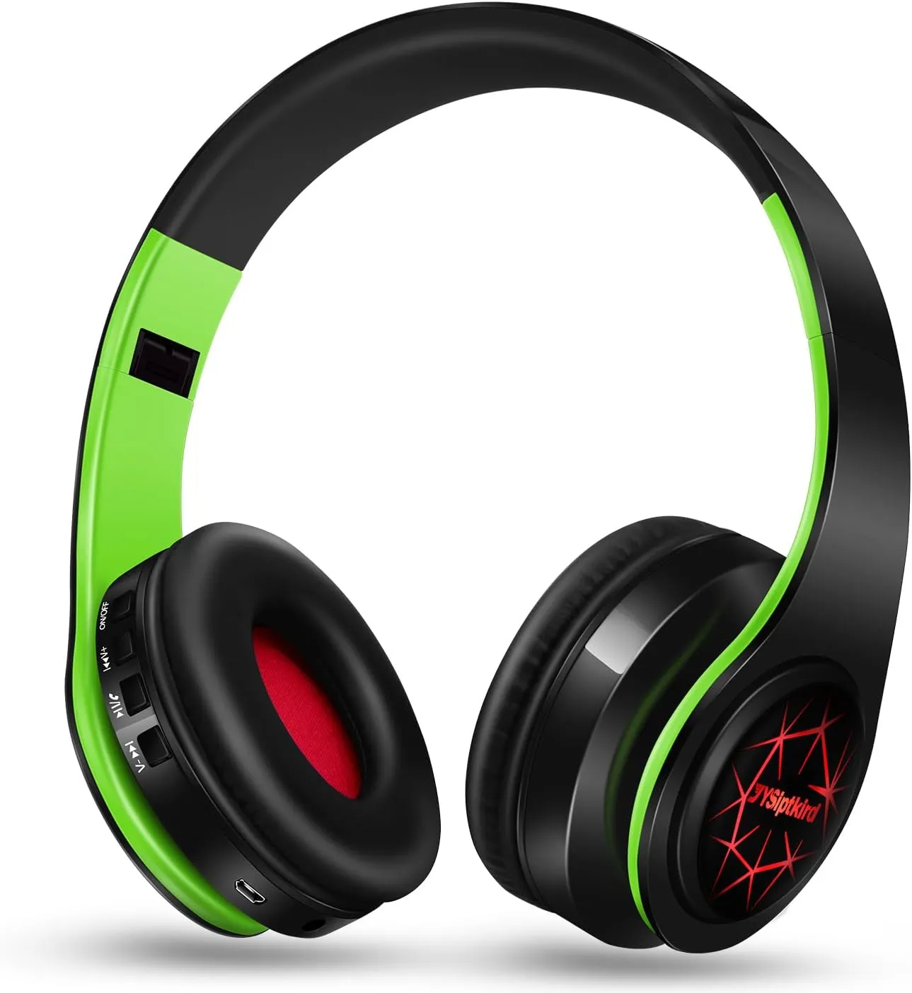 Bluetooth Headphones, Chat- Comfortable Over Ear Stereo Headphones,7 Breathing Led Lights up, Wireless Headset for Adult Teen Kid for Phone/Samsung/Pad/PC/Android/Laptop/TV (Green)