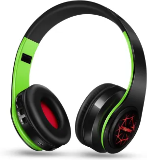 Bluetooth Headphones, Chat- Comfortable Over Ear Stereo Headphones,7 Breathing Led Lights up, Wireless Headset for Adult Teen Kid for Phone/Samsung/Pad/PC/Android/Laptop/TV (Green)