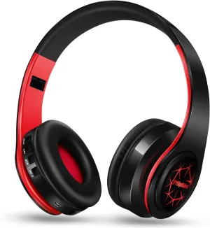 Bluetooth Headphones, Chat- Comfortable Over Ear Stereo Headphones,7 Breathing Led Lights up, Wireless Headset for Adult Teen Kid for Phone/Samsung/Pad/PC/Android/Laptop/TV (Red)
