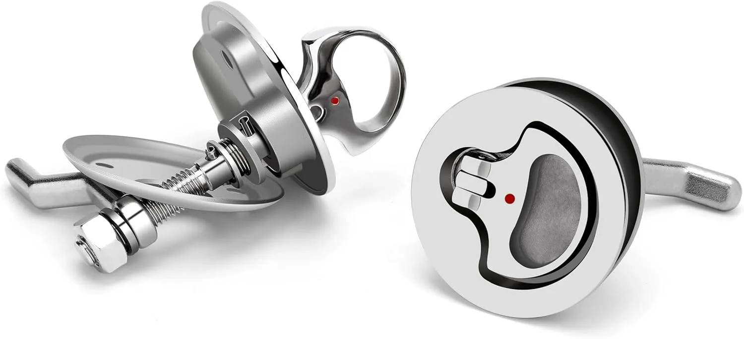 Boat Cam Latch 316 Stainless Steel,Marine Boat Hatch Latch, Adjustable Locking Arm Height with Back Plate, Stainless Stee Flush Pull Hatch Lift,Pack of 2
