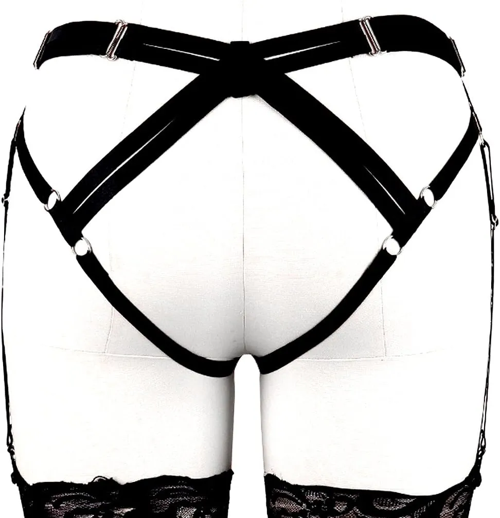 BODY CAGE Women's Leg Belt Harness Garter Shorts Long Tube Strap Punk Gothic Adjustable