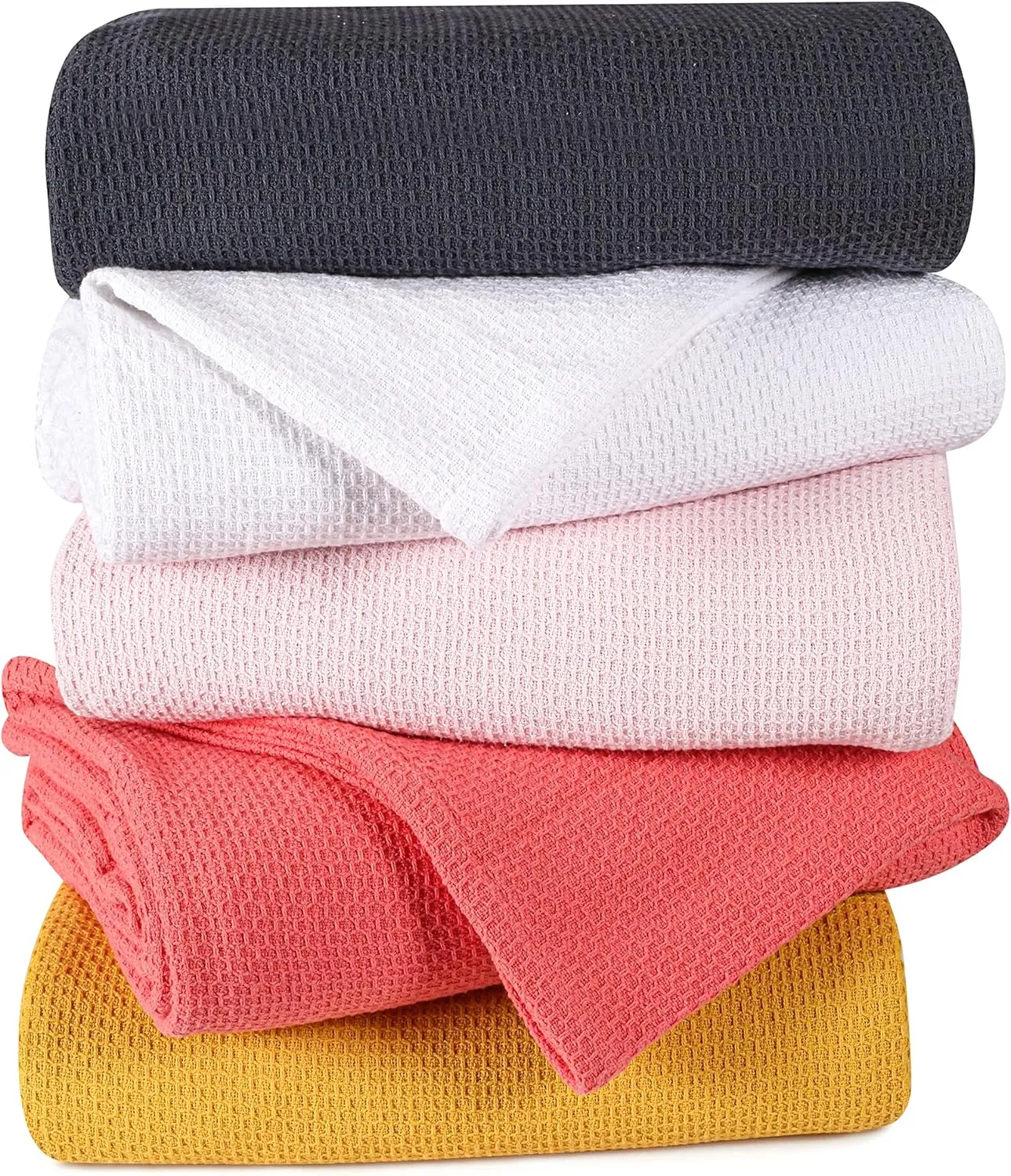 BOUTIQUO 100% Cotton Bed Blanket, Breathable Thermal Twin Size, Soft Honeycomb Waffle Blanket 60"x90", Perfect for Layering Any Bed for All Season, Charcoal Grey