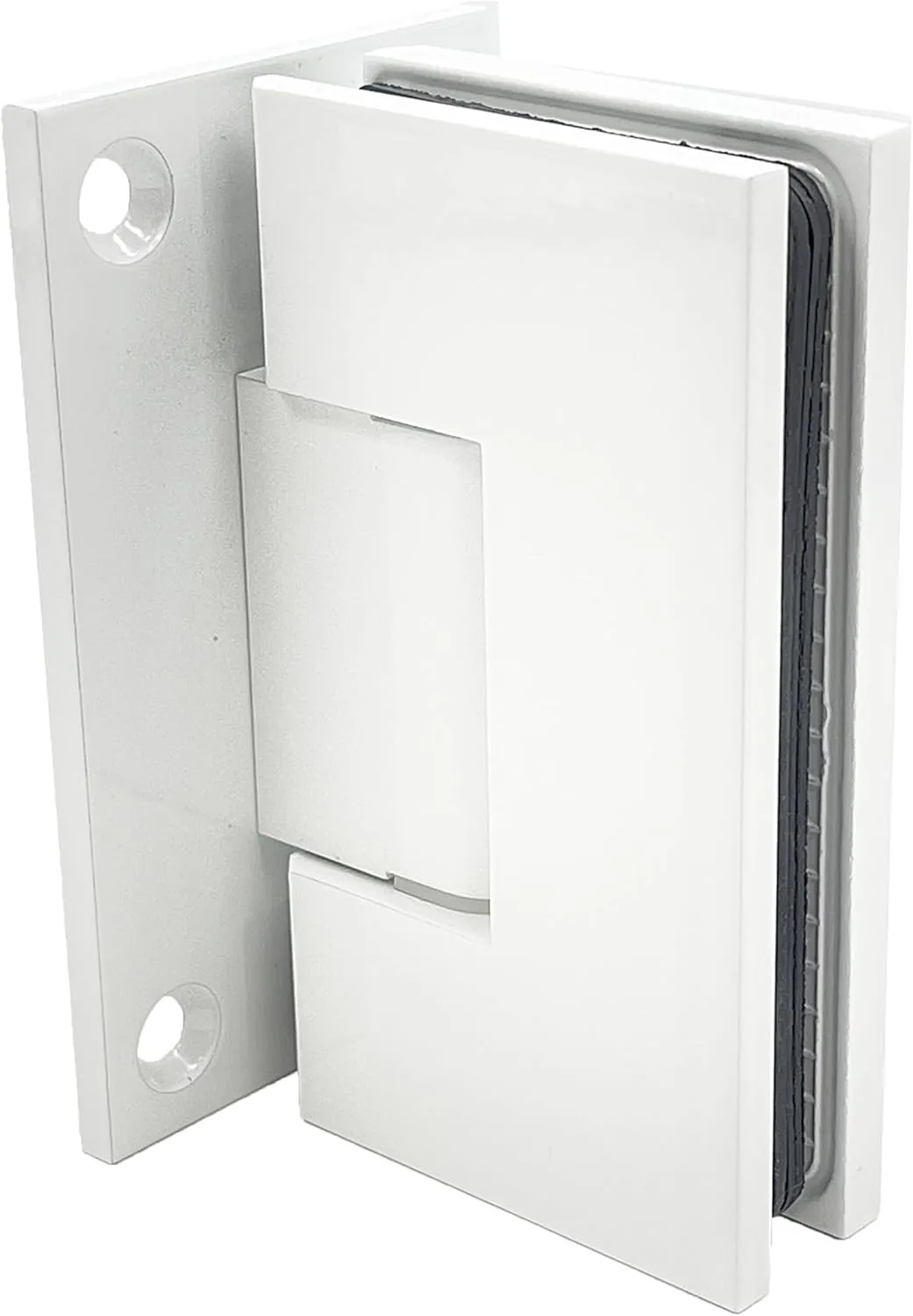 Brixwell H-MGTW-FP-W Maxum Series Glass to Wall Mount Shower Door Hinge with Full Back Plate Gloss White