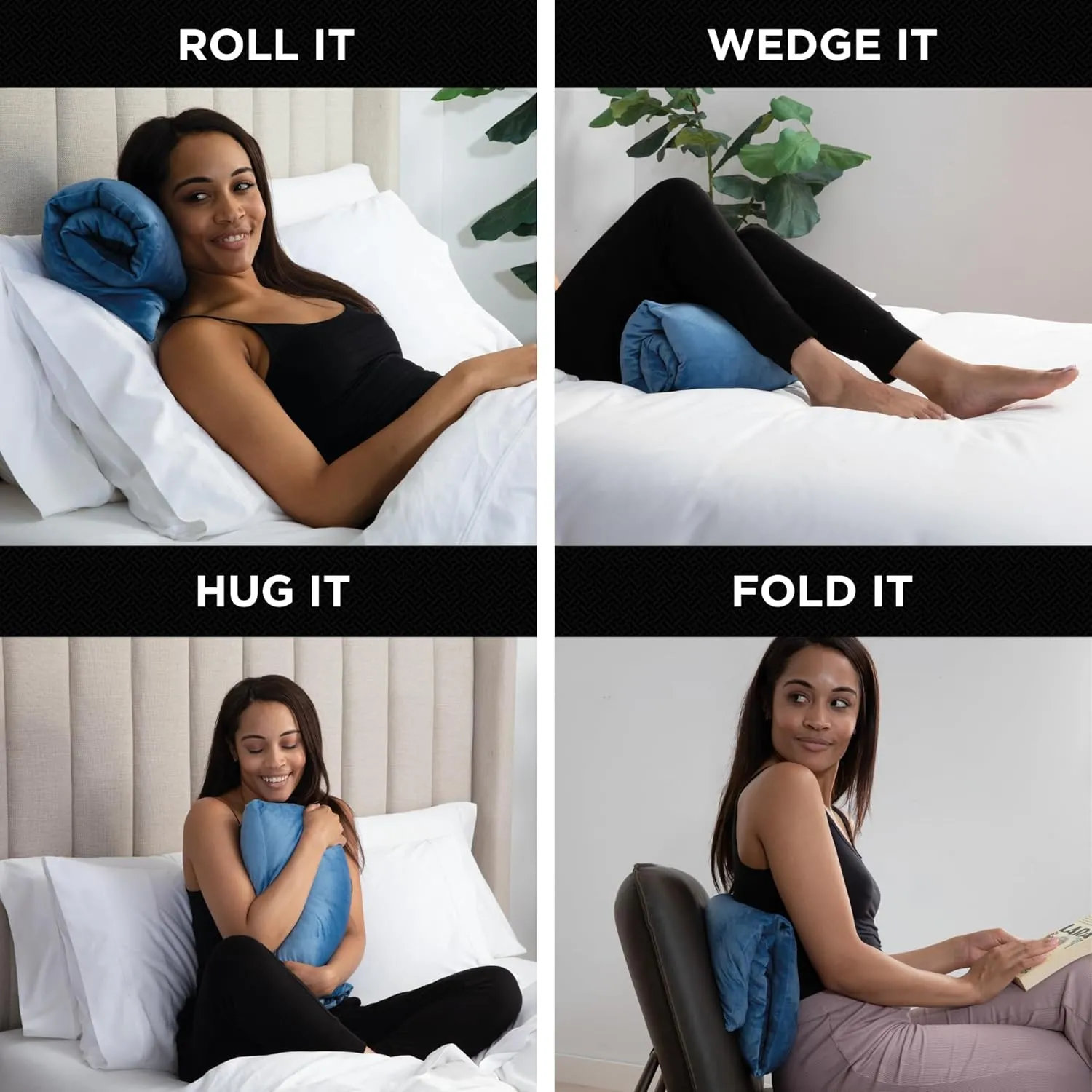 Brookstone HUG'ZZZ Soft Pillow - Microwaveable Gel Pack for Warming Sensation, Comfort & Support - Fold, Roll, or Wedge Pillow for Sitting, Napping, or Hugging Ideas