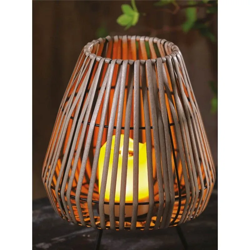 Brown Solar Garden Lantern Decoration Yellow LED - 24cm Contemporary Artisan by Bright Garden