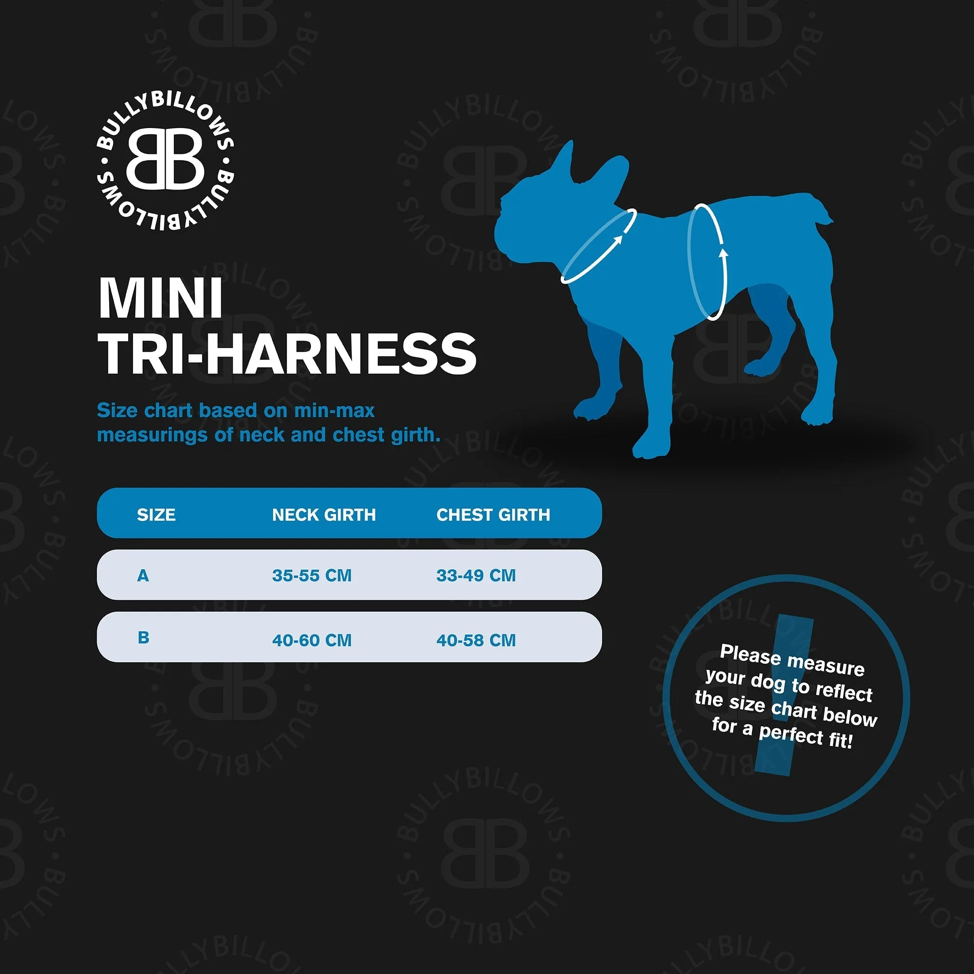Bully Billows Mini TRI-Harness® | No Pull & Adjustable - Black v2.0