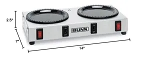 BUNN BUNWX2 Two Station Warmer Plate, 130 W, Stainless Steel